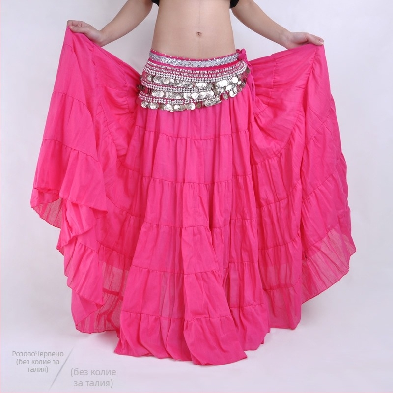 BELLYQUEEN/Dancer Belly Dance пола с пълен размах – бохемски трибал сценичен костюм, ленен външен слой с подплата от найлон, за възрастни жени, модерен танц