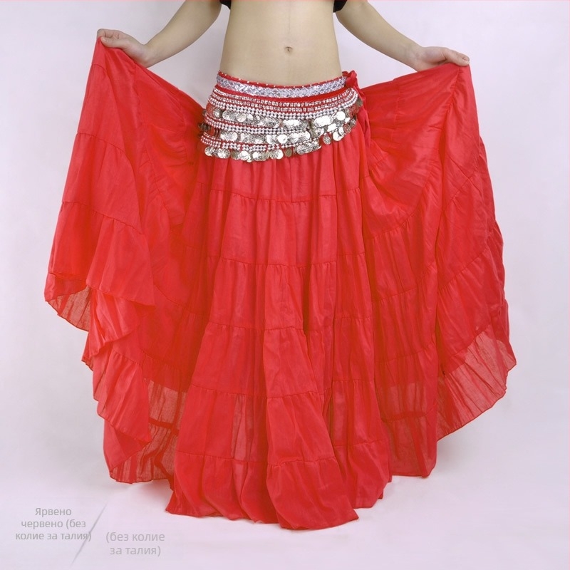 BELLYQUEEN/Dancer Belly Dance пола с пълен размах – бохемски трибал сценичен костюм, ленен външен слой с подплата от найлон, за възрастни жени, модерен танц