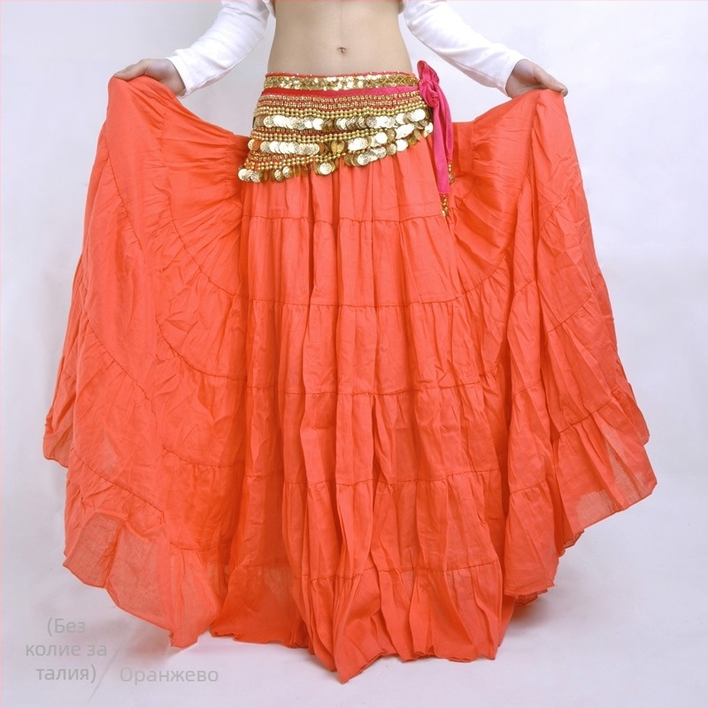 BELLYQUEEN/Dancer Belly Dance пола с пълен размах – бохемски трибал сценичен костюм, ленен външен слой с подплата от найлон, за възрастни жени, модерен танц