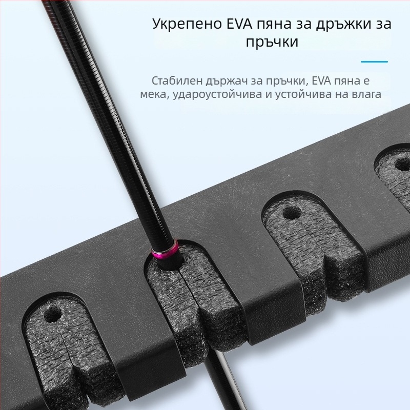 Стелаж за риболовни пръти – стенен монтаж, дисплей и организатор