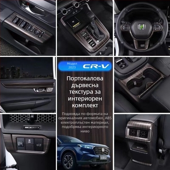 Honda CR-V 23 централен конзолен панел, рамка за лост, вътрешен повдигащ панел за стъкло, въздушен изход, пластмасова конструкция, дървена текстура