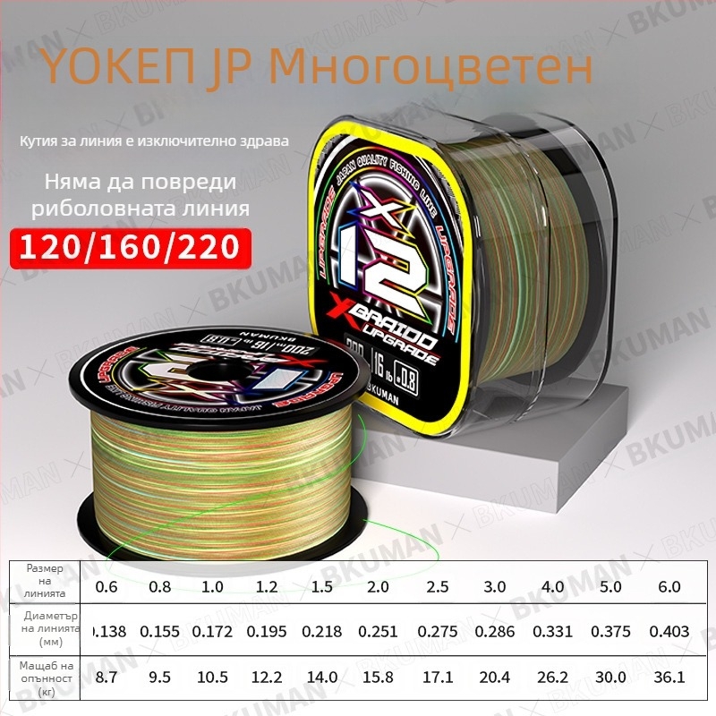 BKUMAN Основна риболовна линия, PE нишка, 3–33 кг якост, 100 броя в кутия