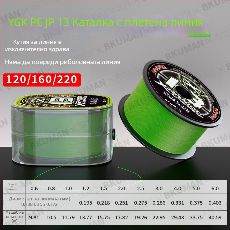 BKUMAN Основна риболовна линия, PE нишка, 3–33 кг якост, 100 броя в кутия