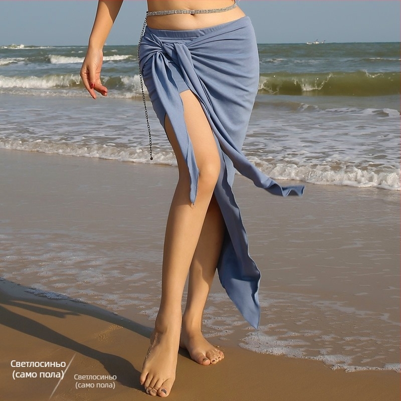 Комплект костюми за Belly Dance — ориенталски стил, едноцветен модел, ребрист плат, полиестер (Марка BELLYQUEEN/Dancer; за възрастни жени; за Belly Dance)