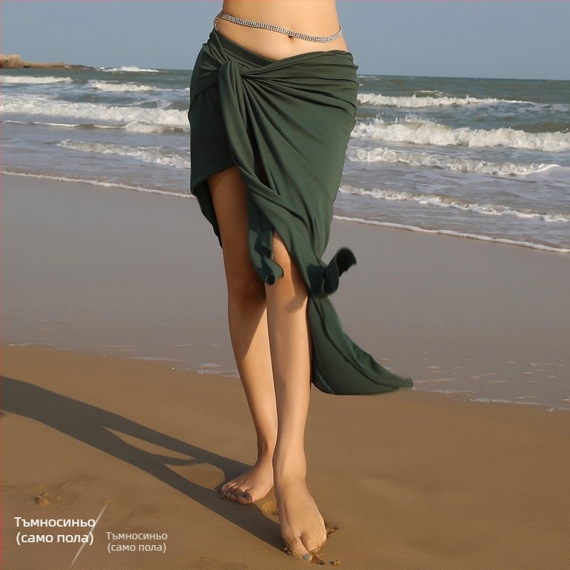 Комплект костюми за Belly Dance — ориенталски стил, едноцветен модел, ребрист плат, полиестер (Марка BELLYQUEEN/Dancer; за възрастни жени; за Belly Dance)