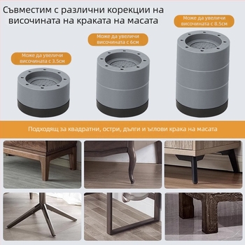 Повдигащи подложки за крака на маса | полиетилен | модел: подложка за ъгъл на маса | стил: модерен минимализъм
