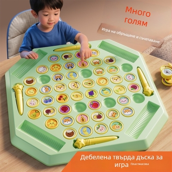 Настолна образователна игра за деца, за четирима играчи, флип и съчетаване на животни, пластмасова конструкция, развива координация и възприятие