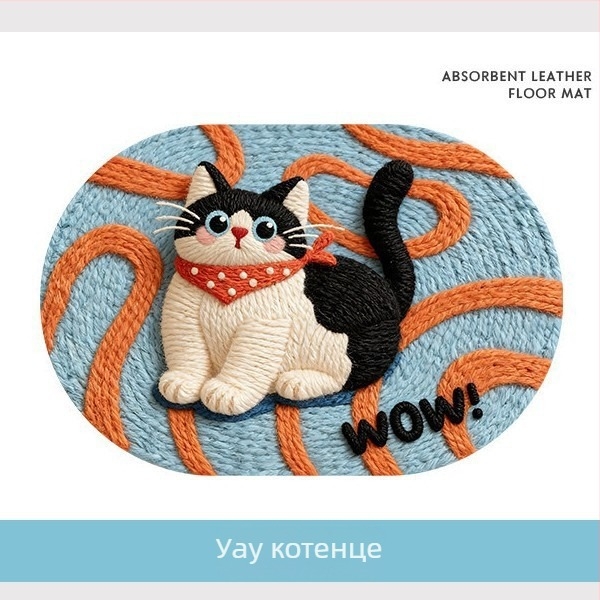 Diatomaceous Earth Mat - карикатурен принт, сладки животни, квадратна форма, миещ се, за баня и антре