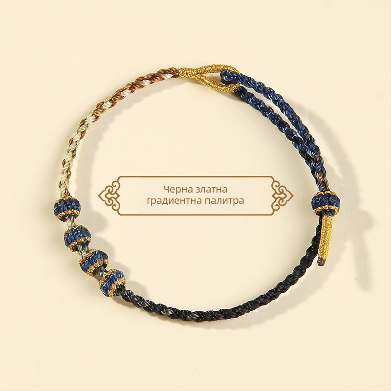 Ръчно плетена гривна от корда, етнически стил, унисекс (лято 2025)