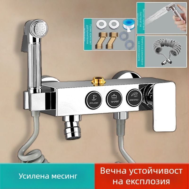 Душ глава със вграден смесител, тройна конфигурация, 304 неръждаема стомана, модерен стил, инжекционно формована изработка