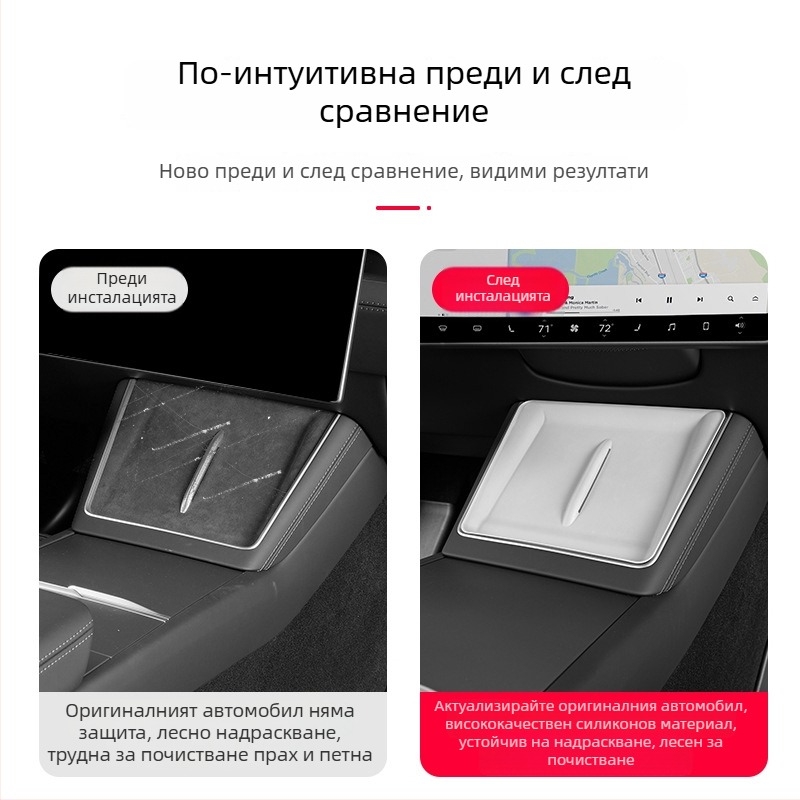 Силиконова подложка за безжично зареждане на централната конзола за Tesla Model Y/Model 3 – антихлъзгаща, декоративни стикери