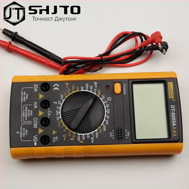 DT9205 Дигитален мултиметър — ръчен, професионална употреба (DC/AC напрежение, DC/AC ток, дисплей до 1000 точки, автоматично изключване)