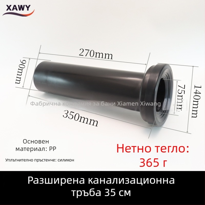 Комплект фитинги за скрит воден резервоар и стенен монтаж на тоалет – PVC, силикон, PE; за отводняване; формовани