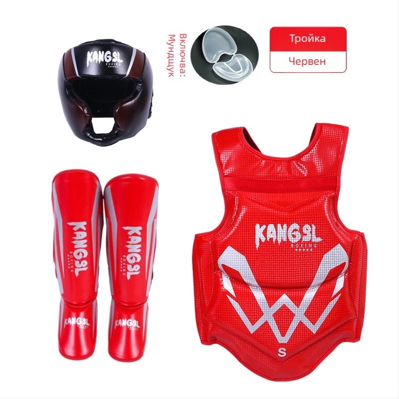 Комплект защитно оборудване за бойни спортове: защита за глава, ръце (длан и китка), лакт, коляно и глезен; спандекс; подходящ за бокс