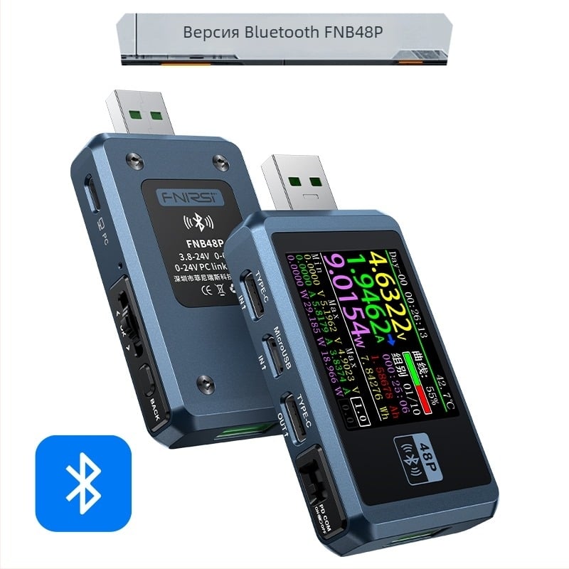 USB DC зарядно детектор и амперметър за тест на мощността при бързо зареждане, модел Fnb48p
