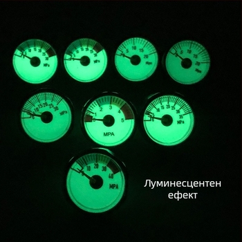 Високонапорен 25 мм луминесцентен манометр за CO2 цилиндри, 0–40 MPa