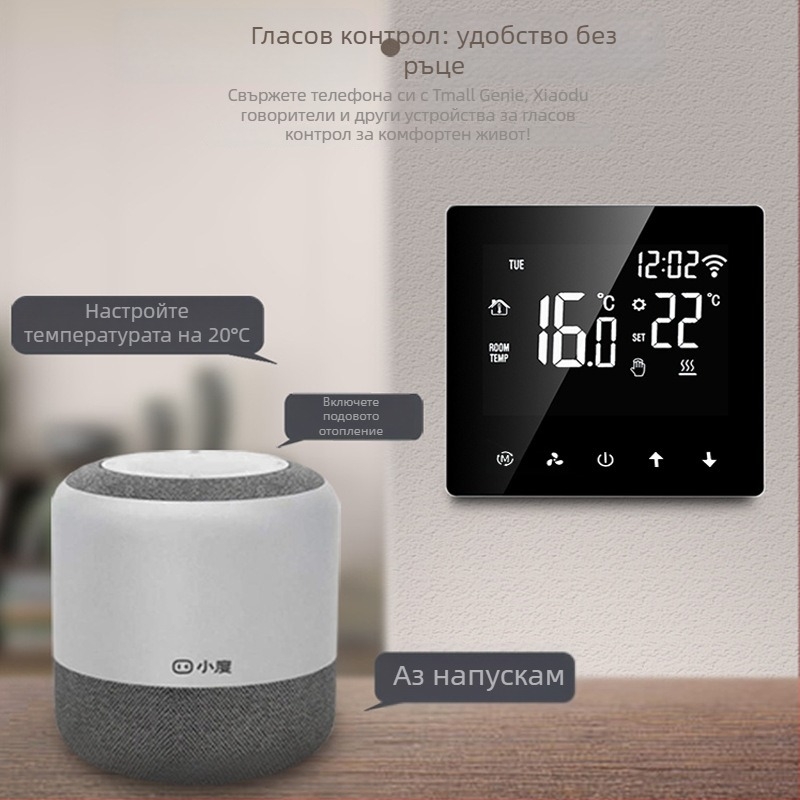 Умен термостат за климатик – панелно монтиран, управление чрез приложение, дистанционен таймер, гласово управление, 220V AC