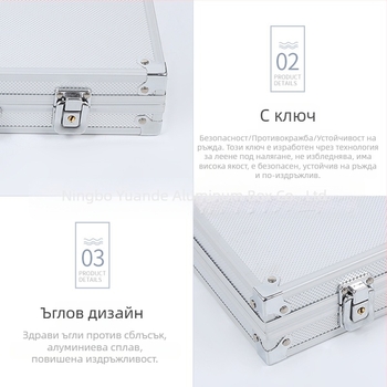 Кутия за чипове от алуминиева сплав с кадифено покритие и конструкция от плътна дъска за забавления