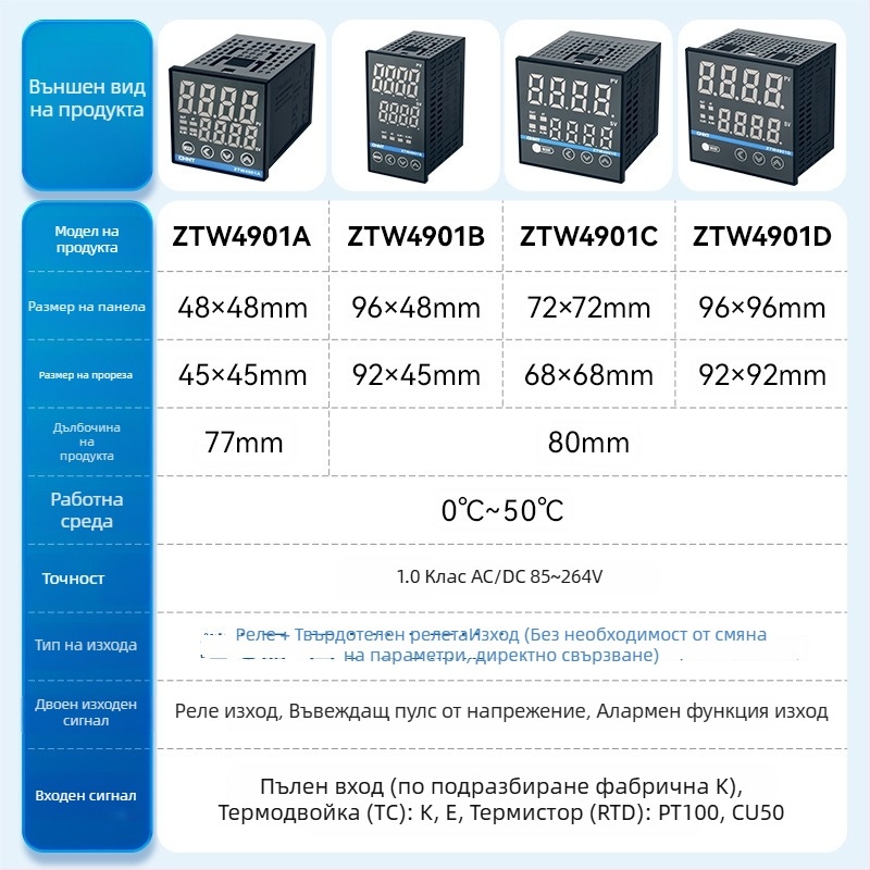 Chint ZTW интелигентен контролер за температура с PID, мултифункционален цифров дисплей, автоматично регулиране на температурата, висока прецизност