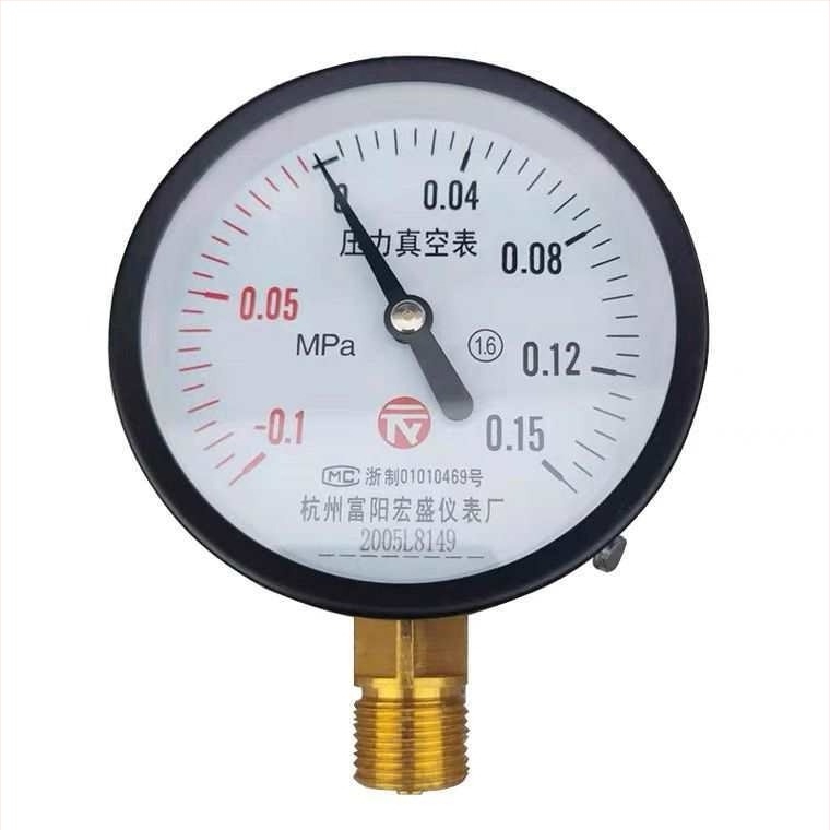 Диафрагмен вакуумен манометър за измерване на вакуум и положително/отрицателно налягане, модел YZ100*-0.1-0.15 MPa