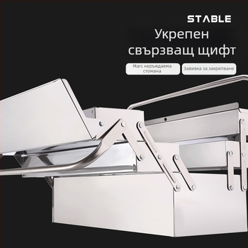 Сгъваема кутия за инструменти от неръждаема стомана, двуслойна метална кутия за съхранение, преносима