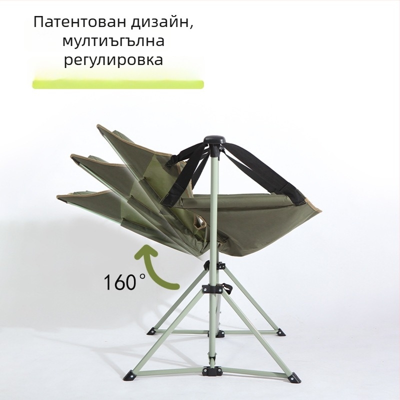 Външен сгъваем комплект маса и стол за къмпинг, преносим люлеещ се фотьойл (стил люлеещ се); Материали: пластмаса, Oxford плат, въглеродна стомана; Размери: 96×68×112/120 см; Сгъваем
