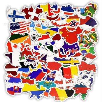 SDNT Карикатурни стикери с флагове, персонализирани, 50 уникални дизайна за автомобили, багаж, гитара, скейтборд и компютри