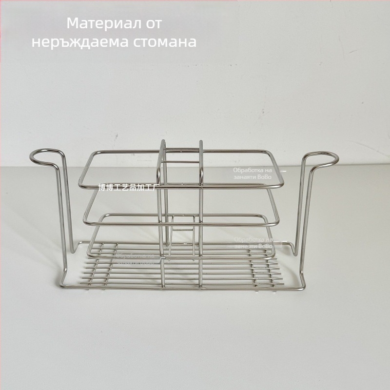Държач за четки за зъби от неръждаема стомана, стенен монтаж, комплект с чаша за уста и поставка за паста за зъби