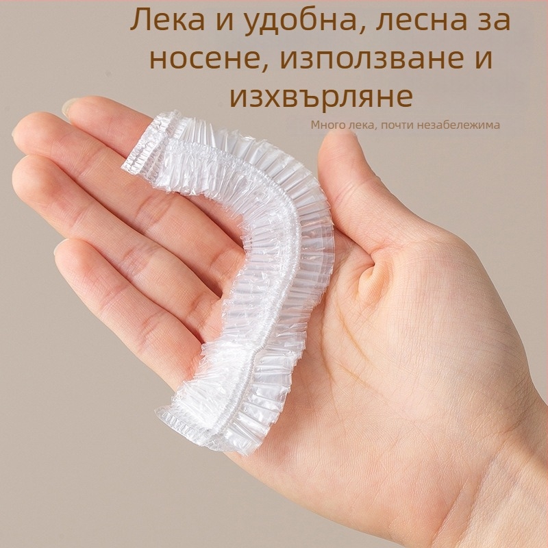 Еднократна PE шапка за душ със еластичен отвор, удебелена, за боядисване на коса, фризьорство и хотелска баня.
