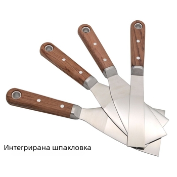 Шпакловъчен нож от неръждаема стомана, монолитен дизайн, дебел лопатник, дървена дръжка rosewood