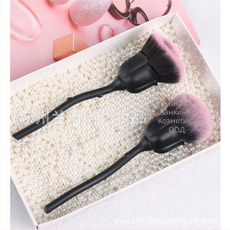 Четка за грим и нокти с форма на роза в прозрачна кутия (Lanzino; 1 бр.; срок на годност 3 години; подходяща за всеки тип кожа; произход Guangzhou)