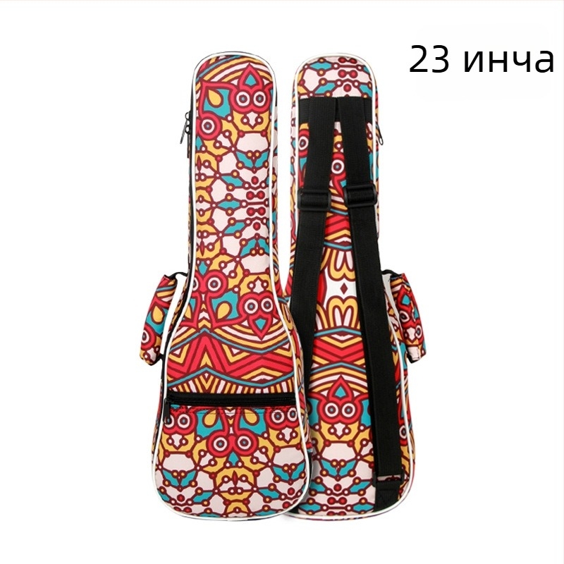 Раница за укулеле със геометричен принт върху платно, дишаща и лека, унисекс, подходяща за укулеле и малка китара, подплата от найлон