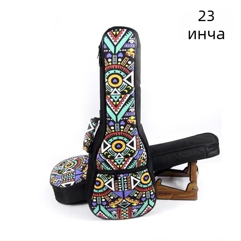 Раница за укулеле със геометричен принт върху платно, дишаща и лека, унисекс, подходяща за укулеле и малка китара, подплата от найлон