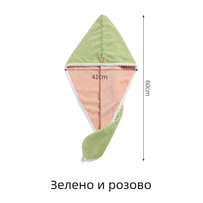 Капачка за сушене на коса от коралов флис, двойнослойна, суперабсорбираща и бързосъхнеща, тегло 120–139 g, нишкова плътност 150D