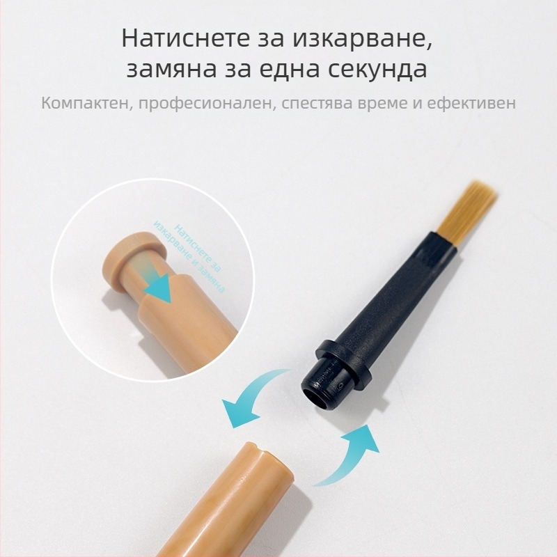 Комплект маникюрни четки с сменяеми върхове за рисуване на линии и дизайни | преносима пластмасова дръжка