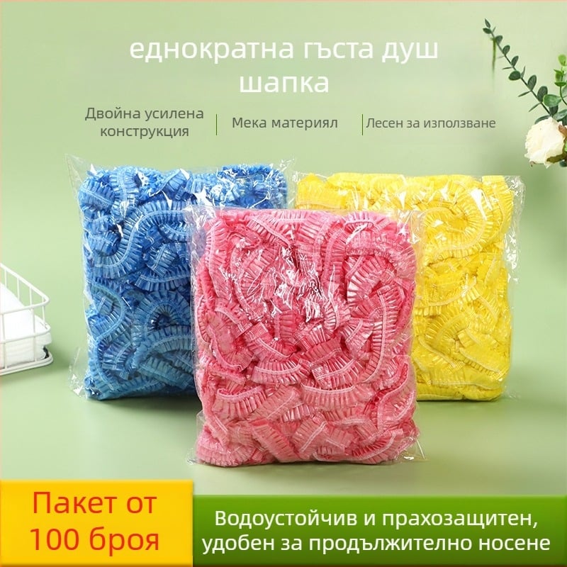 Еднократна шапка за душ, PE, за прически/домашно и хотелско ползване, еднократна употреба, възможност за персонализиране