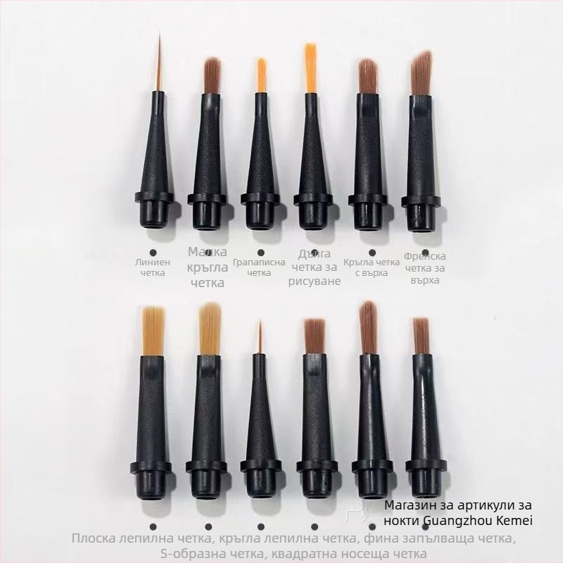 Ke Meier Комплект за маникюр с 12 сменяеми четки, преносима пластмасова дръжка и подаръчна кутия за гел маникюр – градиент и финни линии