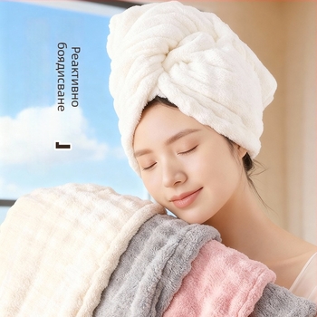 Шапка за сушене на коса от коралов флис, супер абсорбираща и бързосъхнеща, еднопарче, за жени, тегло 140 g