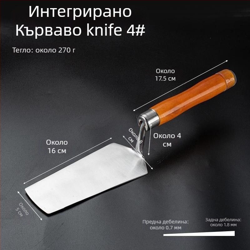 Едночастова конструкция от неръждаема стомана, модел Putty scraper, предназначен за декорация, с ергономична нехлъзгаща се дръжка.