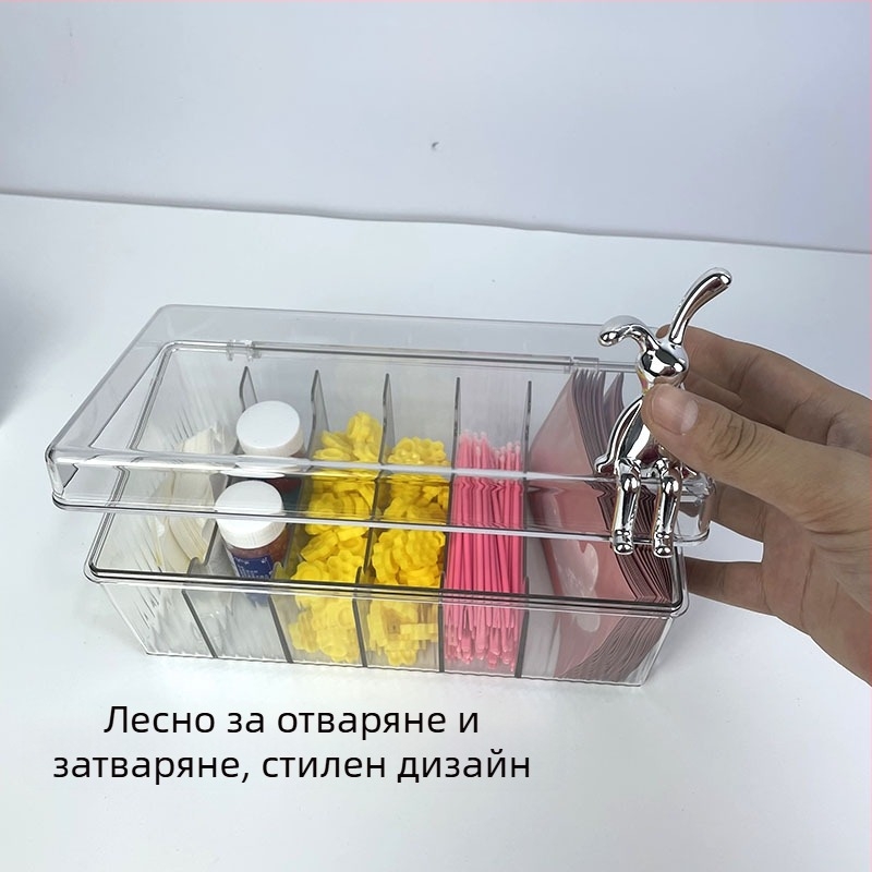 Кутия за съхранение на инструменти за удължаване на мигли, с множество отделения, прахоустойчива, преносима, акрилна
