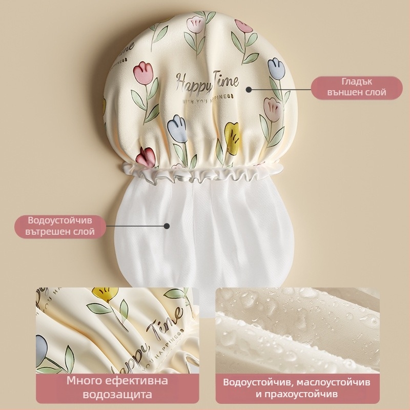 ЕВА шапка за душ, триизмерна влагоустойчива, устойчива на масло и дим, удебелен двоен слой