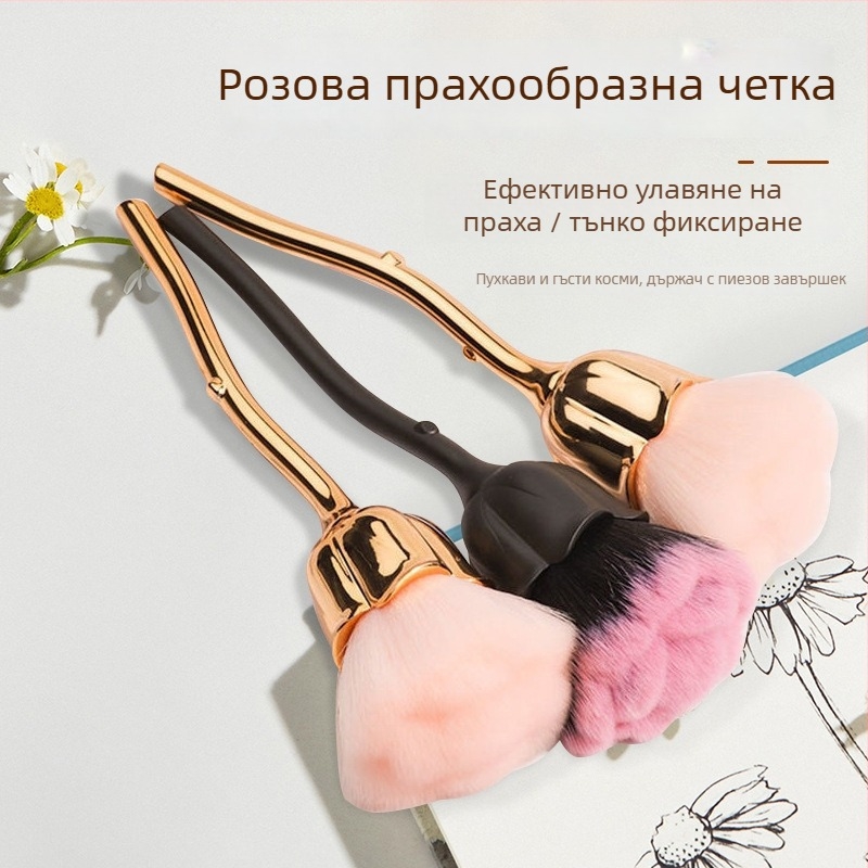 Четка за грим с алуминиева дръжка и синтетично влакно, дълга дръжка, комплект от една четка в чанта, марка Pomelo man