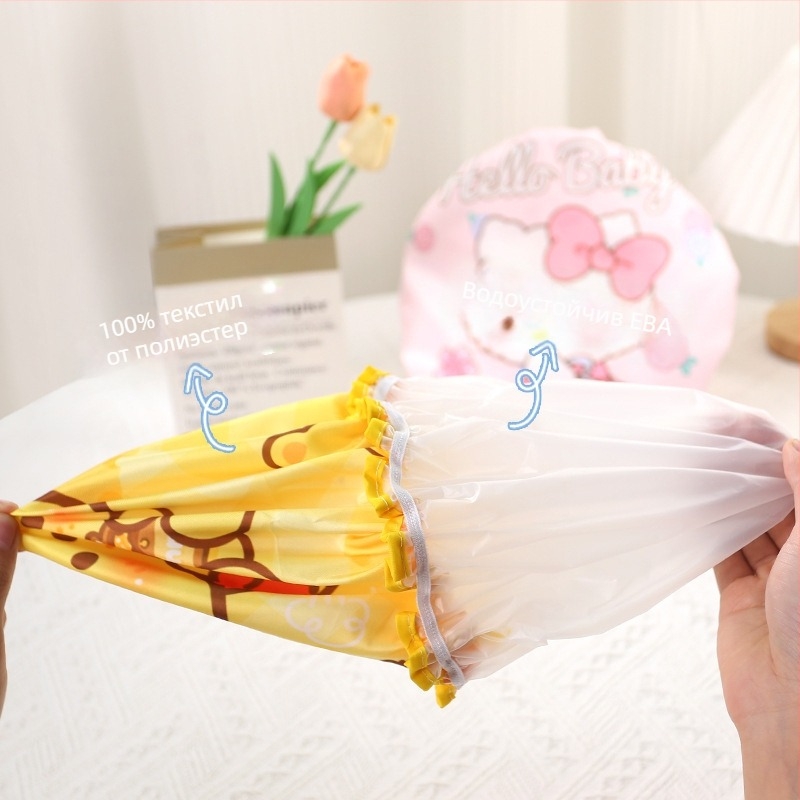 Карикатурна шапка за душ, водоустойчива, двойно подсилена, PVC, многоразова, с възможност за персонализация