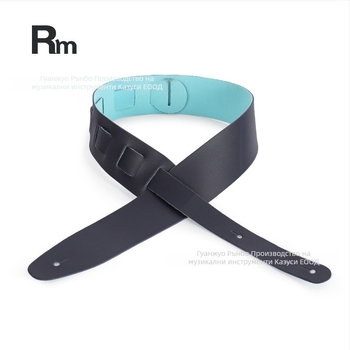 Каишка за китара от естествена кожа, разширена и удебелена, антихлъзгаща, за електрическа китара и бас