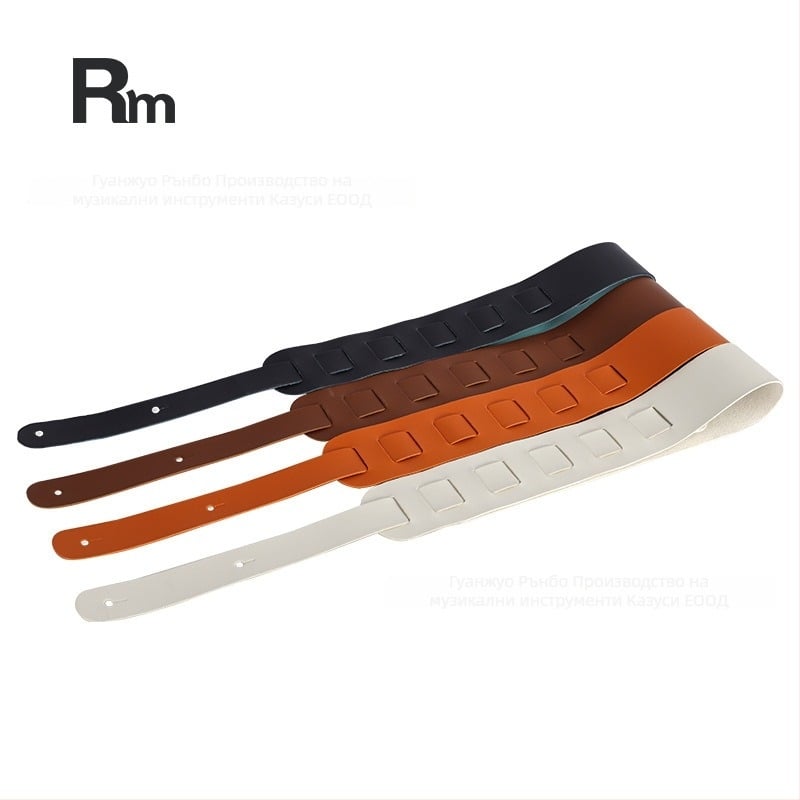 Каишка за китара от естествена кожа, разширена и удебелена, антихлъзгаща, за електрическа китара и бас