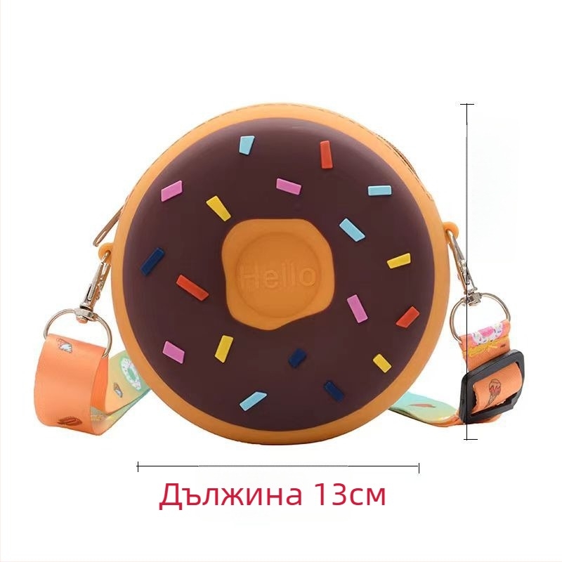 Силиконова чанта с форма на донат за момичета, кръстосана, водоустойчива и износоустойчива, за ежедневна употреба