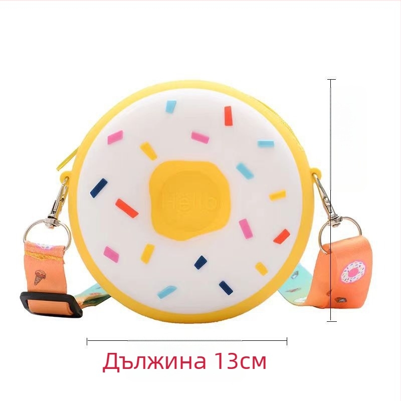 Силиконова чанта с форма на донат за момичета, кръстосана, водоустойчива и износоустойчива, за ежедневна употреба