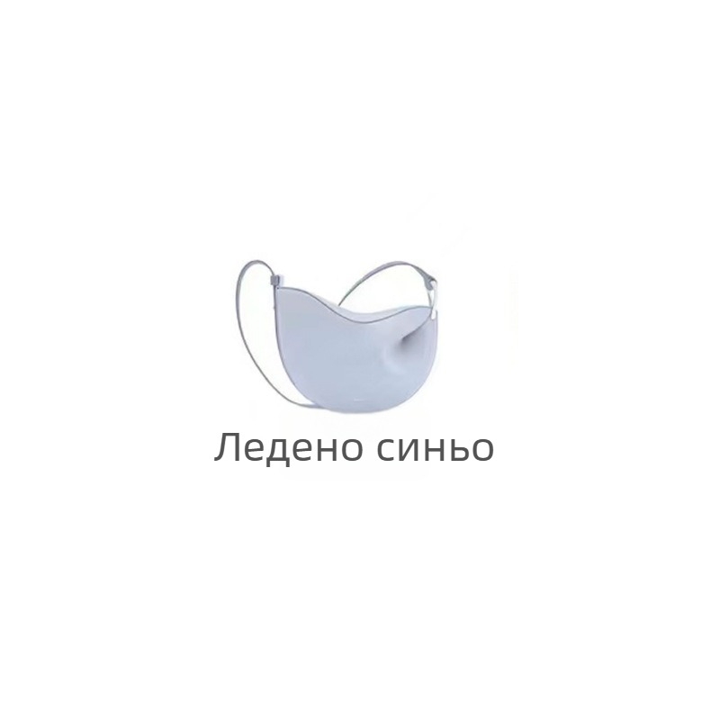 Чанта през рамо с форма на дъмплинг от естествена кожа, затваряне с капак, вътрешен джоб за ID, двуслойна кравешка кожа, пролет 2025.