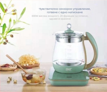 XH-805D Здравословен чайник за приготвяне на чай, стъклен корпус, 1.5 L, електрически чайник