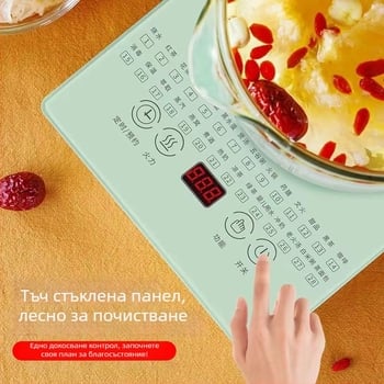 Wanlida Здравословен чайник 1.8L за чай и билки, боросиликатно стъкло, микроконтролерно управление с дигитален термостат, 220V, 500–1000W, подходящ за 4–5 души